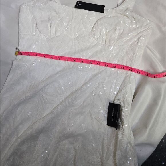 NEW Lulu's Know Your Worth white sequin thick strap square neck mini dress XL - Picture 12 of 14